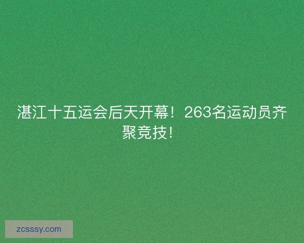 湛江十五运会后天开幕！263名运动员齐聚竞技！